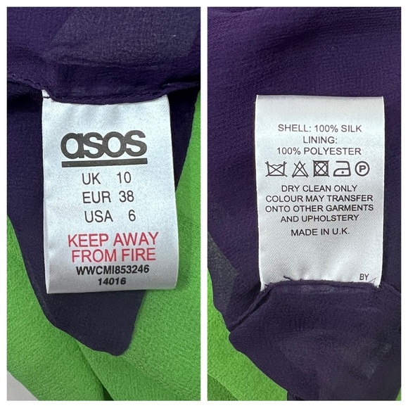 NWT Asos x Louise Gray London UK Sheer Colorblock Mod Fringe Silk Shift Dress - Picture 11 of 16